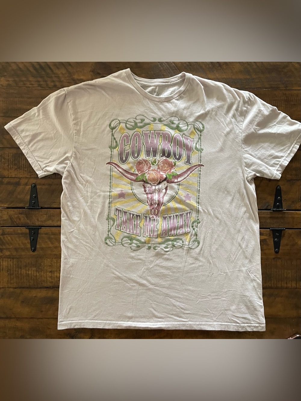 Goodie Two Sleeves “Cowboy Take Me Away” Graphic Tee XL Light Purple